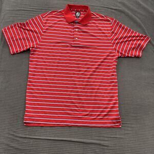 FootJoy Polo Shirt Mens Extra Large Red Blue White Striped Golf Performance